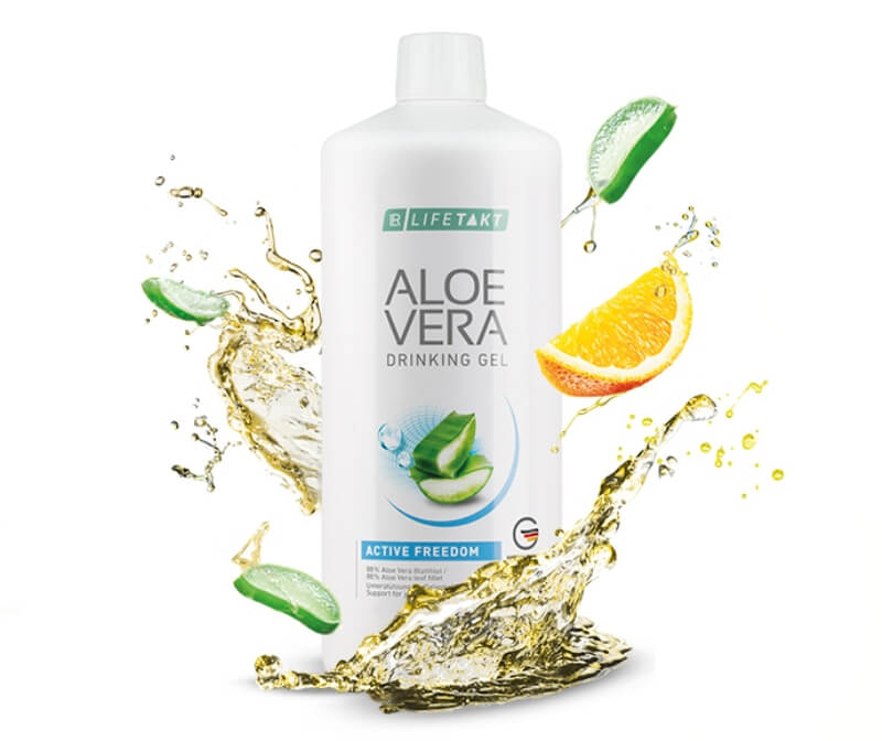 Aloe vera drinking gel with splashes