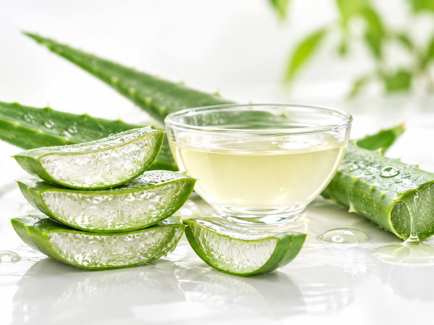 Fresh aloe vera with gel and juice