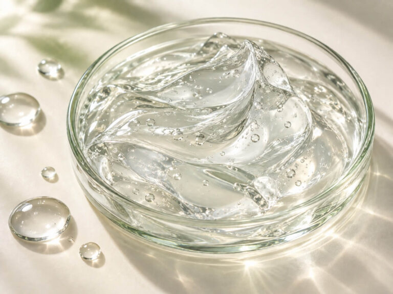Hyaluronic acid in a hydrated gel form
